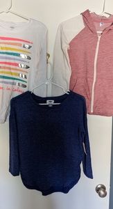 2 Old Navy girls size L (10-12) white shirt & zip up sweater